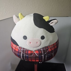 New Squishmallows CONNOR Cow Plaid Flannel Red Shirt Fall Harvest 7.5" Plush W1