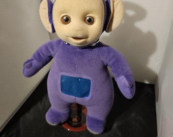 1998 Eden Teletubbies TINKY WINKY 15" peluche bambola viso floccato viola Vintage D1