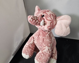 Ganz Webkinz Batik Elephant Plush Floral Pink 9" Stuffed Animal NO CODE