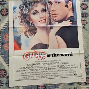 Póster de película Grease 1978 ORIGINAL 27X41 John TRAVOLTA OLIVIA Newton-John