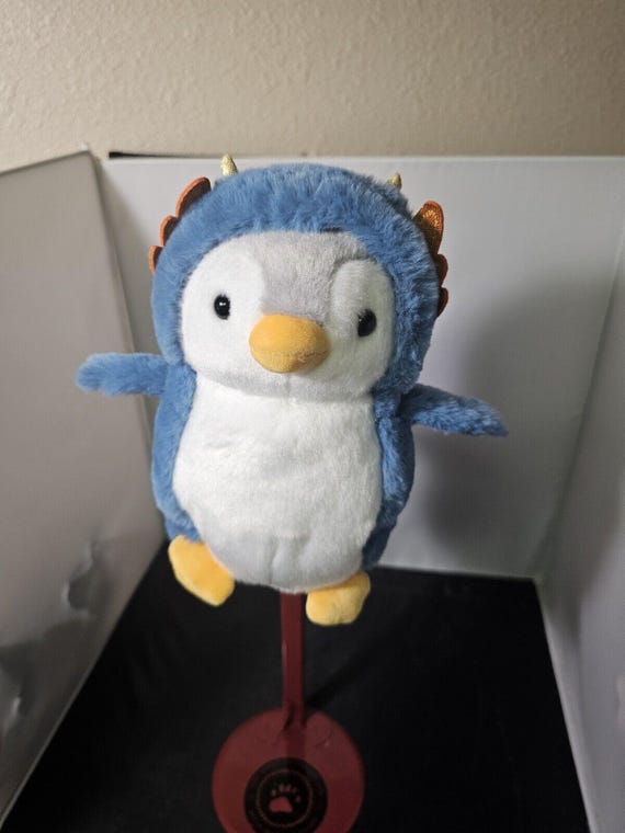 Aurora Kleiner Blauer PomPom Pinguin 18cm Drache Verspieltes Stofftier T1 Etsy