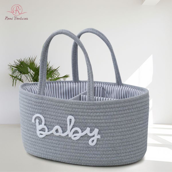 Custom Embroidered Baby Name Basket, Personalised Monogrammed Cute Baby Basket, Unique Storage Nursery Basket, Decorative Toy Basket Present