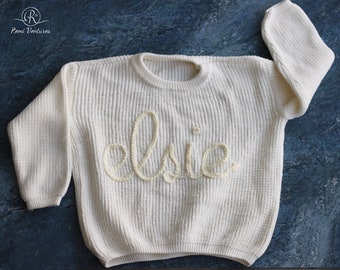 Personalized Hand Embroidered Name Baby Sweater,custome Baby Name Sweater,pink Baby Girls Sweater with Name,birthday Gift for Baby Girls Boy