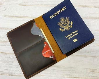 Personalized Leather Passport Cover, Travel Wallet, Christmas Gift
