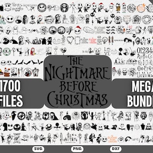 Nightmare Before Christmas svg, Jack and Sally Svg, Mega Jack Skellington SVG, Nightmare before christmas png, halloween nightmare svg