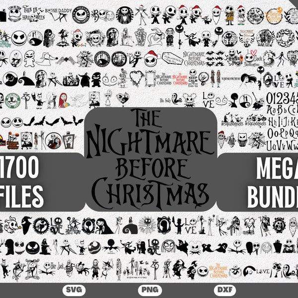 Nightmare Before Christmas svg, Jack and Sally Svg, Mega Jack Skellington SVG, Nightmare before christmas png, halloween nightmare svg