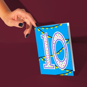 10th Birthday, Greeting Card, Handmade Items, 10th Birthday Decor, May Birthday Gift, May Birthday, April Birthday Gifts, Cute Stationary