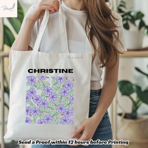FREE SHIPPING | Birth Month Flower Tote Bag | Botanical Aesthetic Bag | Personalized Bridal Gift, Bridesmaid Gift | Birthday Valentines Gift