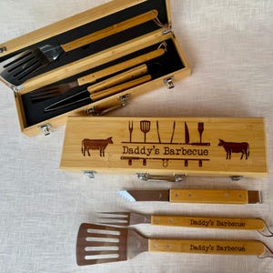 Personalized BBQ Set, Grill Set, Birthday Gift for Dad, Grilling Set, Gift for Him, Father&#39;s Day Gift, Custom BBQ Set