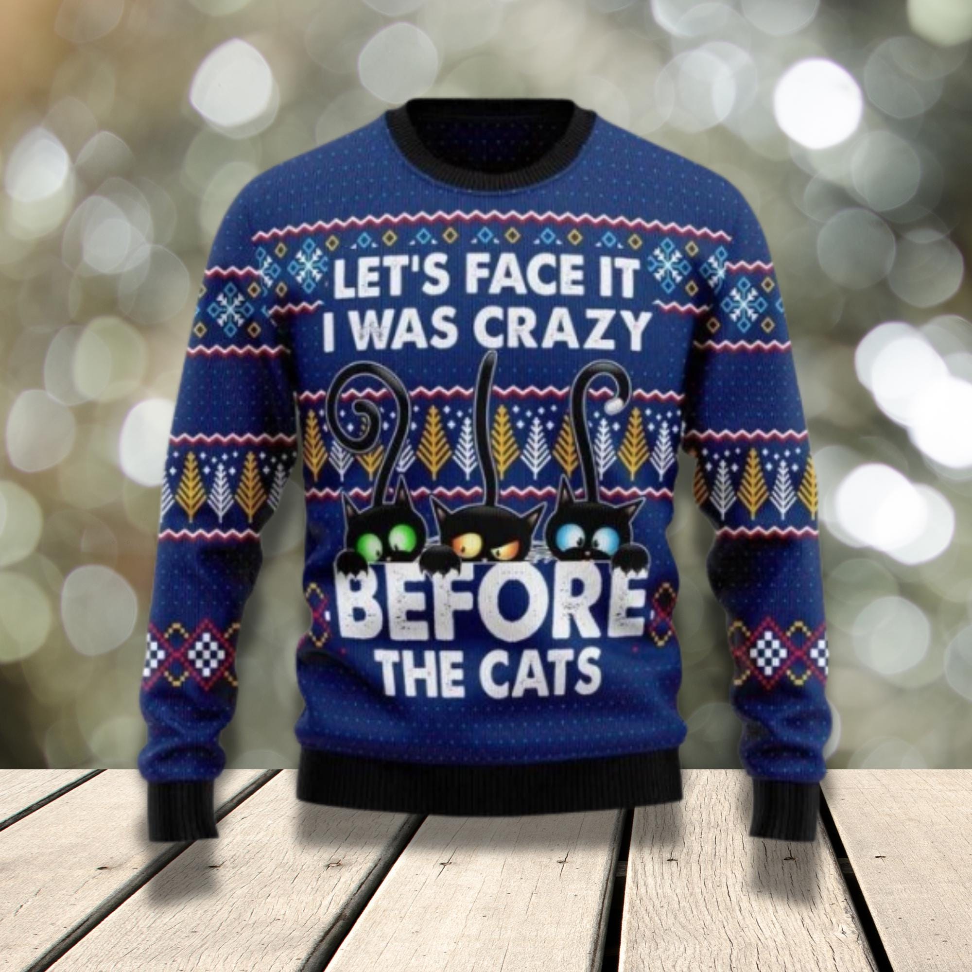 Discover Crazy Cat 3D Christmas Sweater Unisex Holiday Jumper, Winter Cat Lover Knit Pullover