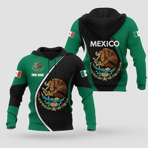 Custom Mexico Flag 3D Hoodie – Personalized Mexican Pride Sweatshirt with Your Name, Eagle Emblem Pullover Gift