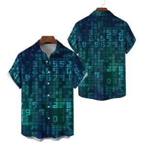 Digital Matrix Hawaiihemd, Tech Number Print Button Up