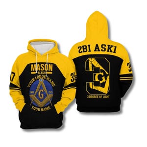 Sudadera con capucha personalizada de la Logia Masónica de Tercer Grado: Jersey Masónico Personalizado