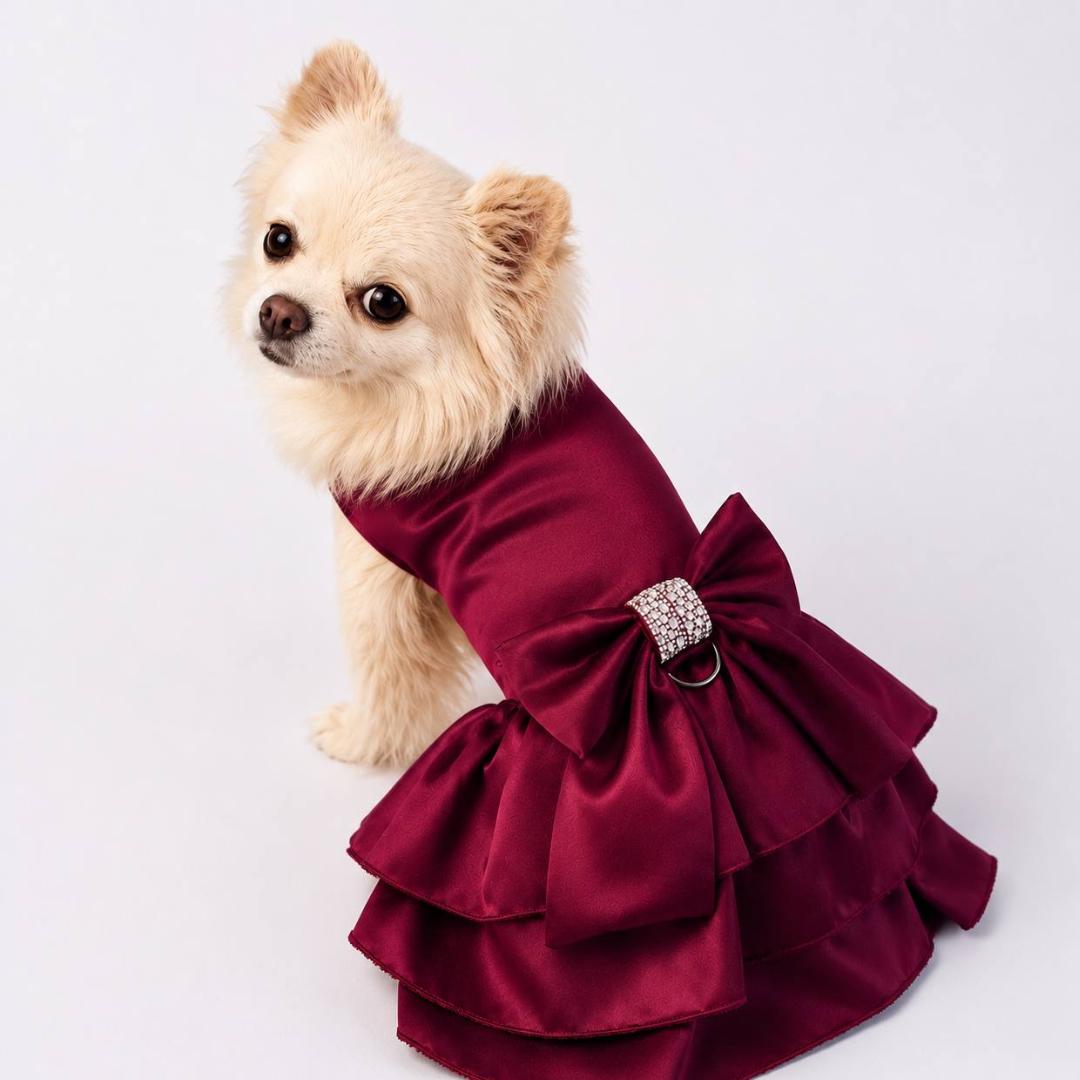 burgundy dog dress COLOUR:Brown Floral style tutu silhouette SPRING PREVIEW 2025 Blue Gray Wedding Dress