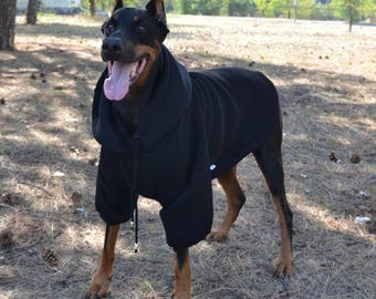 Black Dog Hoodie for Doberman | Warm Pet Sweatshirt | Large Breed Dog Clothes