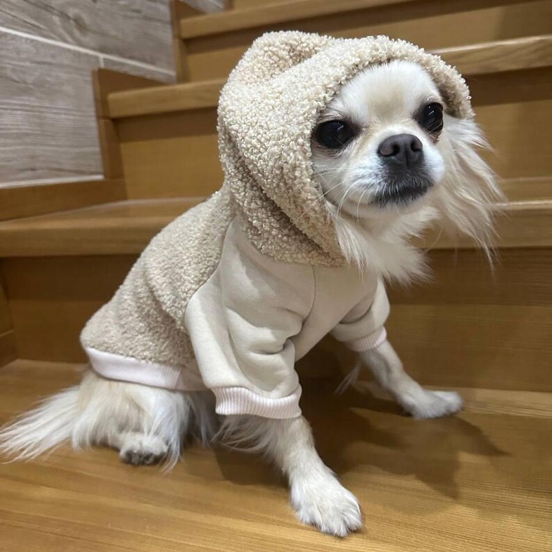Sherpa Dog Coat – Soft Fleece Hoodie for Chihuahua and Small Dogs afbeelding 6