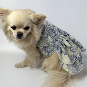Linen Dog Dress, Summer Pet Dress, Small Dog Outfit, Chihuahua Clothes, Lightweight Puppy Dress, Natural Linen Dog Clothing