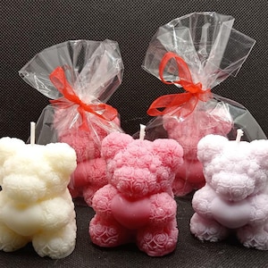 Teddybärkerze, Partygeschenke, Tischkarten, Geburtstag, Taufe, Valentinstag, Babyparty, Babypartykerze, Bärenkerze, Partygeschenk