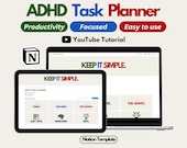ADHD Task Planner Notion template productivity self care ADHD Life Planner all in one Notion Planner goals trackers Ultimate life planner