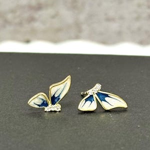 Sterling Silver Gold Butterfly Stud Earrings, Insect Post, Nature-inspired jewelry, CZ Elegant Stud, Gift for Her, Wife, Friend, Birthday