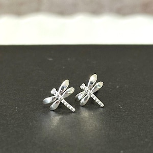 Sterling Silver Dragonfly Stud Earrings, , Insect Post, Nature-inspired jewelry, Elegant Stud, Gift for Her, Wife, Friend, Birthday Gift