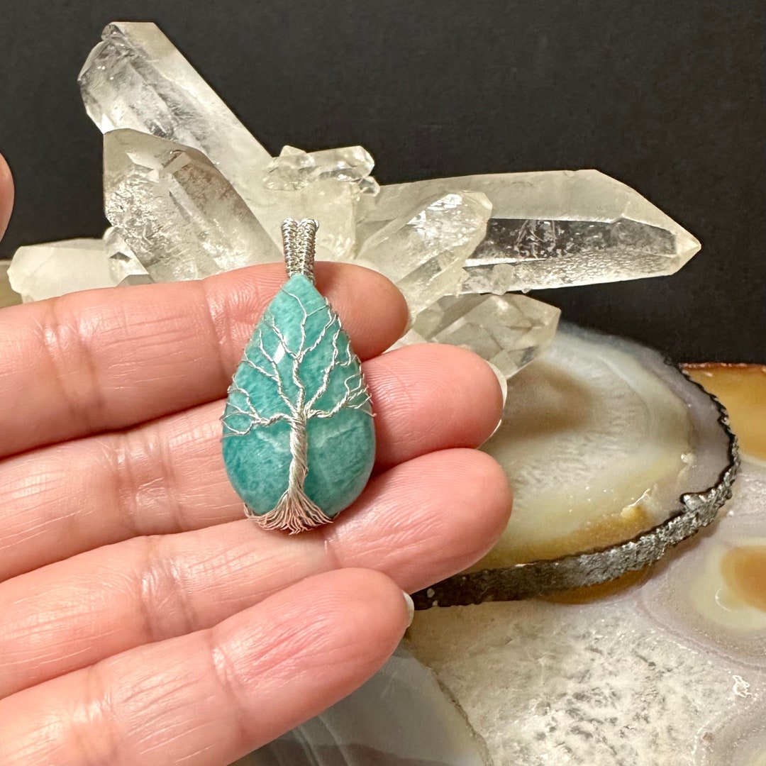 Handmade Sterling Silver Amazonite Tree of Life Pendant Necklace - Etsy