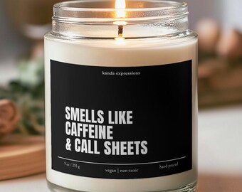 Crew Cast Gift Smells Like Caffeine & Call Sheets Candle Film Crew Assistant Director Producer Holiday
