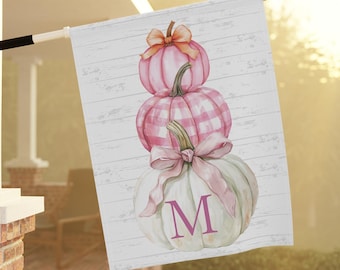 Pumpkin Yard Decoration Pink Coquette Yard Sign Halloween Yard Autumn Decor Sign Halloween House Flag Outdoor Decor Fall House Decor Flag