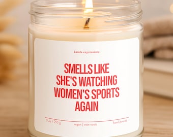 Friend Candle Gift, Smells Like She's Watching Women's Sports Scented Candle, Gift for Daughter Wife