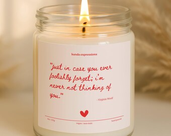 Thinking of You Candle, Virginia Woolf Quote, Coconut Apricot Wax