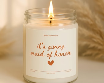 Maid of Honor Candle, Bridesmaid Proposal Gift, Coconut Apricot Wax