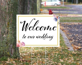 Wedding Directional Lawn Signs - 24" x 18" - 5 Pack with H-stakes. Build your kit.