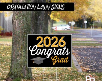 Minimal Graduation Lawn Sign: Customizable Colors – Weather Resistant Coroplast (24"x18")