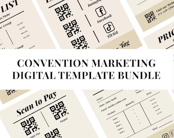 Digital Convention marketing bundle , Price list, QR Code, Scan To Pay, Order Form, Coupons. 6 files to choose from. Make them your own.