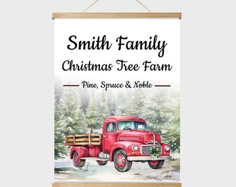 Custom Vintage Christmas Tree Farm Poster with Magnetic Wood Frame.