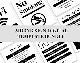 Digital Airbnb Sign template bundle. 12 Signs to choose from. Make them your own.