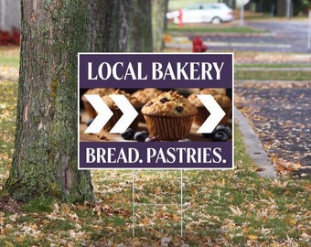 Food Yard Sign with Metal H-Stake, Personalized Lawn Sign for Business or Events, Weatherproof Coroplast Print