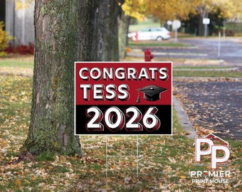 Pop Art Graduation Lawn Sign: Customizable Name, Year, Colors – Weather Resistant Coroplast (24"x18")
