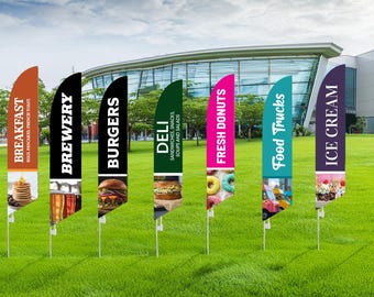 Windfeather Flag,  Feather Banner Sign, Outdoor Advertising Swooper Flag with Ground Stake for food retail Businesses.