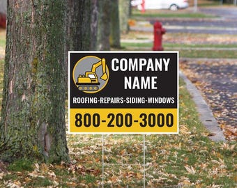 Business Lawn Signs.  24" Wide by 18" High. Double-sided. With H-stakes.