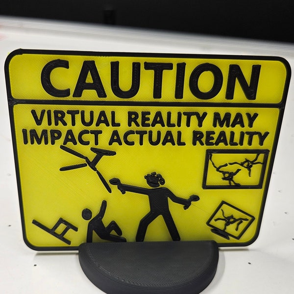 Funny Caution Virtual Reality Impact Sign VR