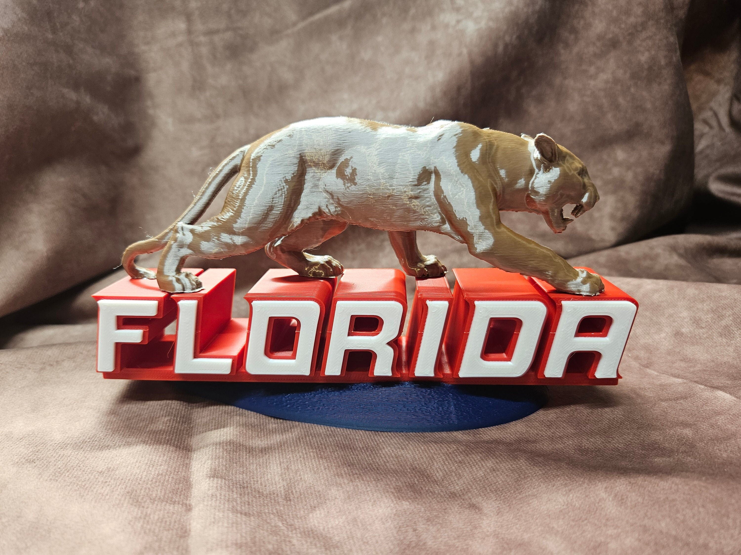 Sleek Florida Block Letters with Stalking Hunter Panther Hockey Statue Awesome Man Cave Decor Champions