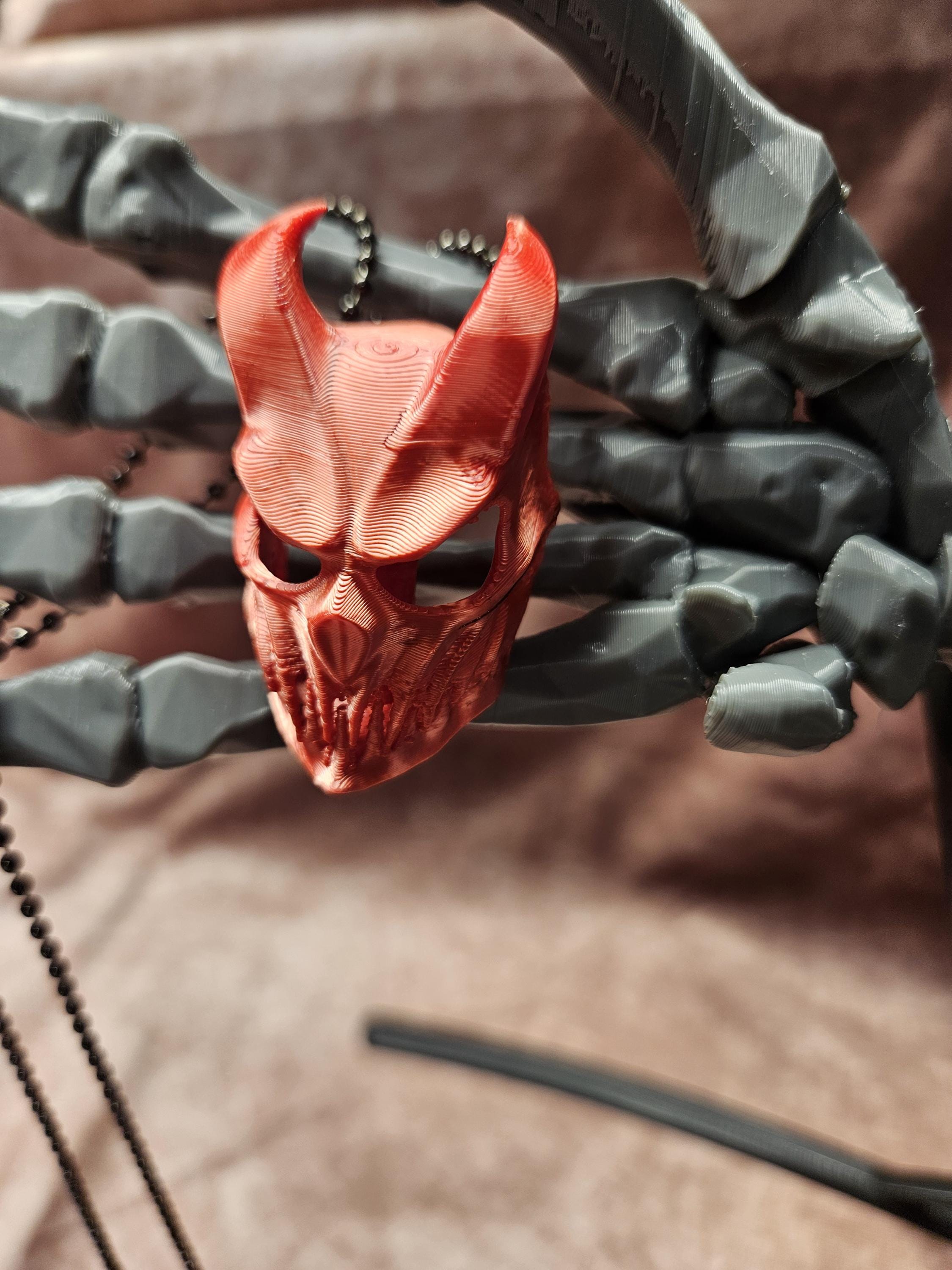 Miniature STP Style 3D Necklace Medallion Mini Skull Mask Chain