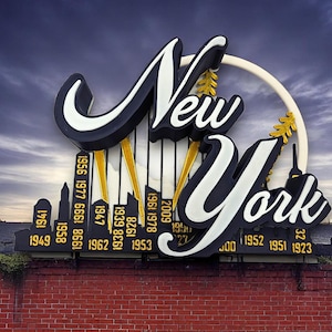 3D Printed New York Championship Baseball Display:  Yankees Famous Skyline Desktop Artwork