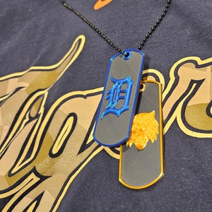 Detroit Baseball Necklace: 3D Printed Dog Tag Pendant
