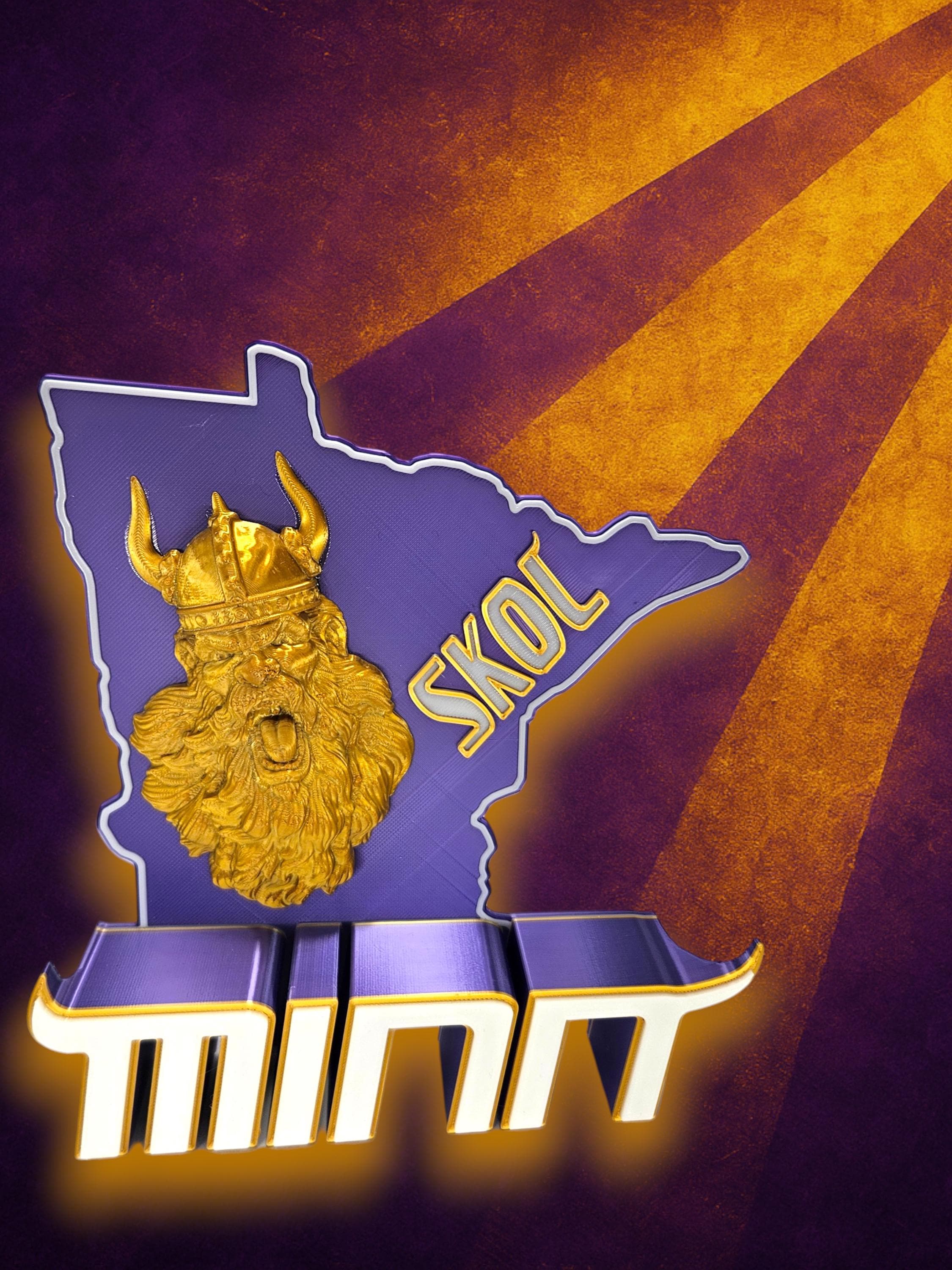3D Printed Minnesota Football Statue: Man Cave Decor, Viking Skol