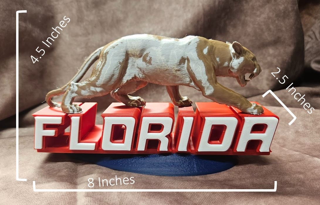 Sleek Florida Block Letters with Stalking Hunter Panther Hockey Statue Awesome Man Cave Decor Champions