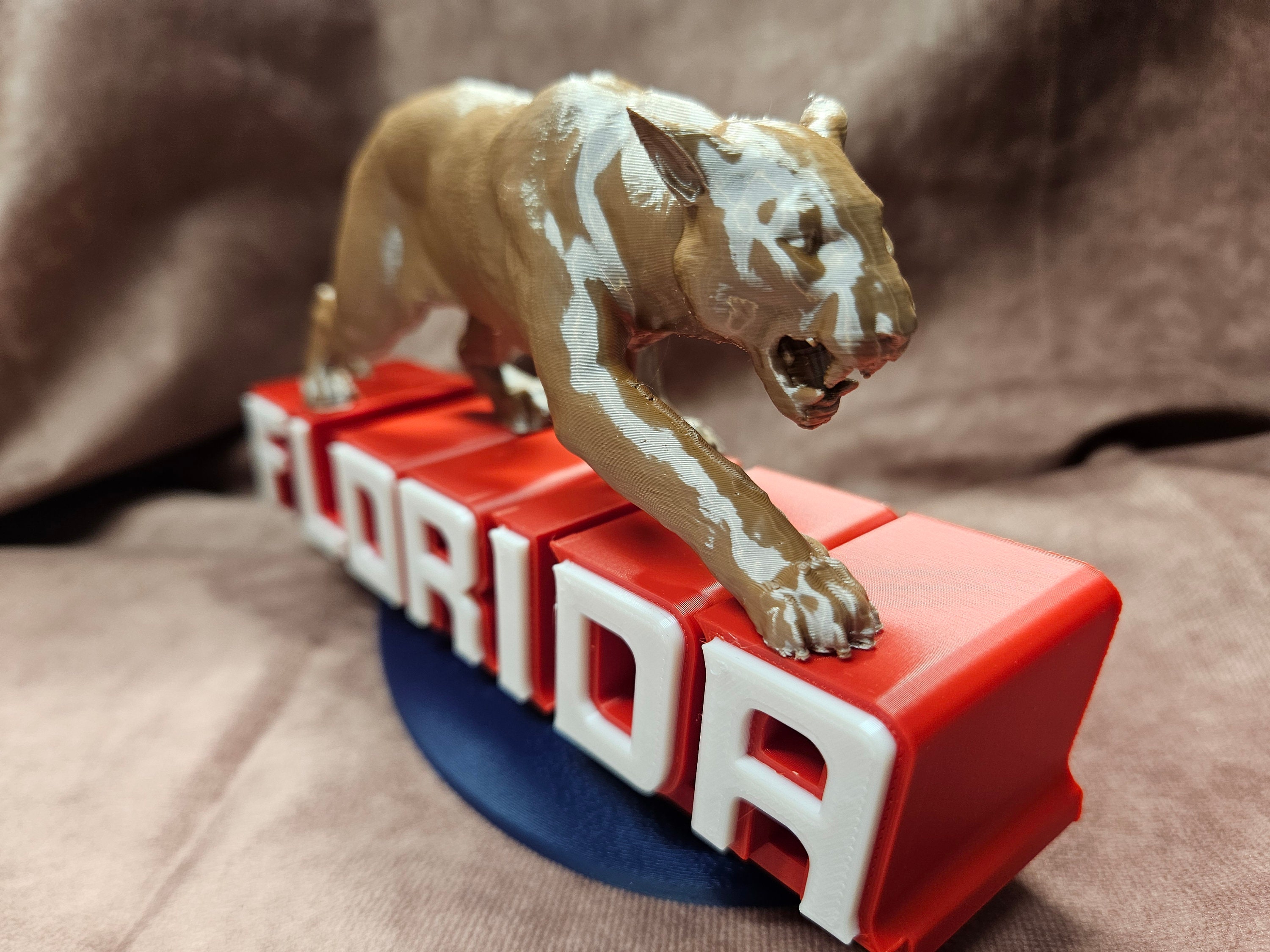 Sleek Florida Block Letters with Stalking Hunter Panther Hockey Statue Awesome Man Cave Decor Champions