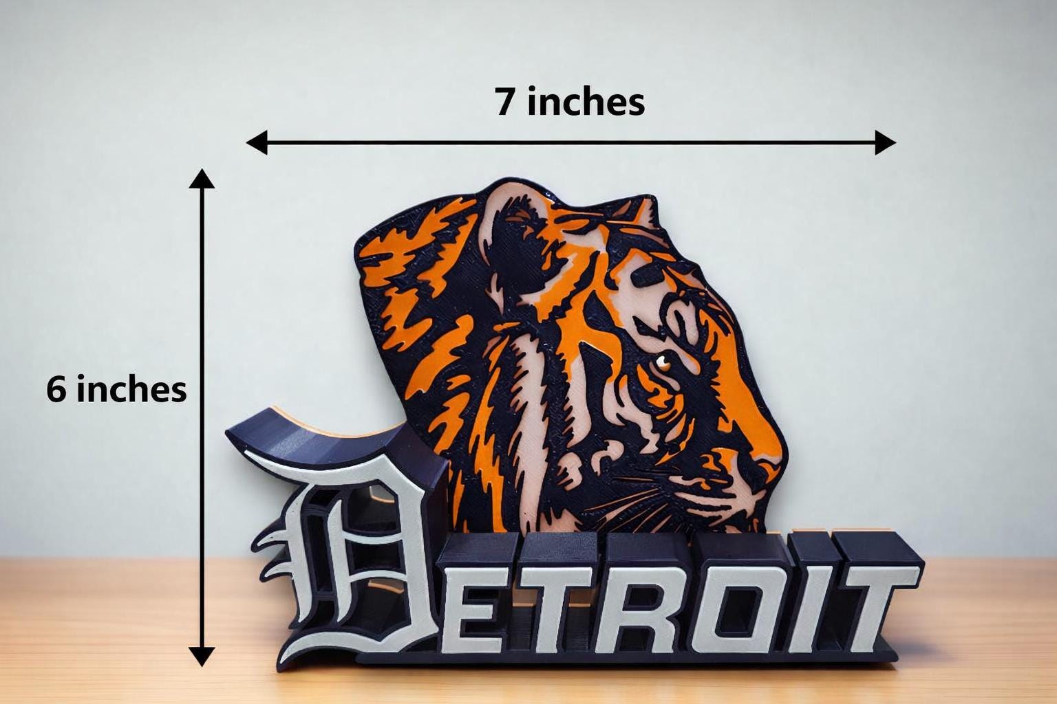 Detroit 3D Printed Tiger Face & “detroit” Letter Sculpture