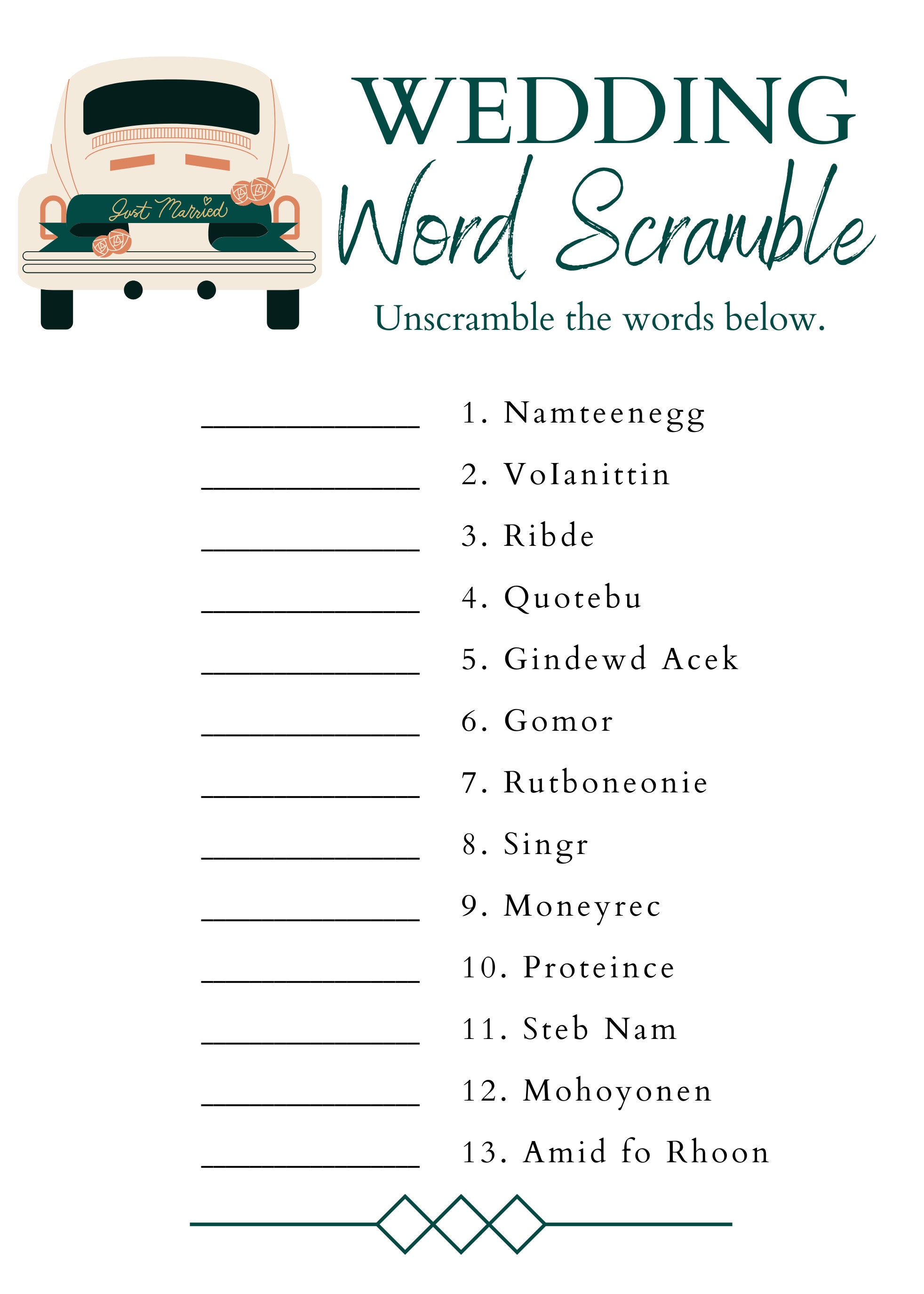 Classic Bridal Shower Games Bundle, Printable Wedding Shower Games ...
